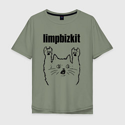 Футболка оверсайз мужская Limp Bizkit - rock cat, цвет: авокадо