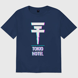 Футболка оверсайз мужская Tokio Hotel glitch rock, цвет: тёмно-синий