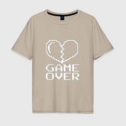 Мужская футболка оверсайз Пиксельное сердечко Game over