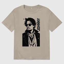 Футболка оверсайз мужская Johnny Depp - graphics, цвет: миндальный