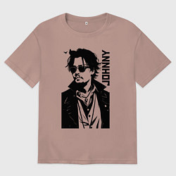 Футболка оверсайз мужская Johnny Depp - graphics, цвет: пыльно-розовый