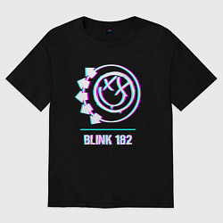 Футболка оверсайз мужская Blink 182 glitch rock, цвет: черный