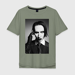 Мужская футболка оверсайз Marilyn Manson looks at you