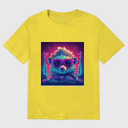 Мужская футболка оверсайз Ежик в очках