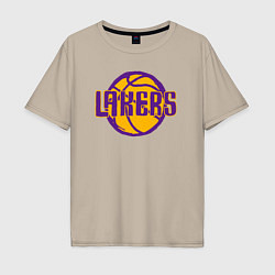 Футболка оверсайз мужская Lakers ball, цвет: миндальный