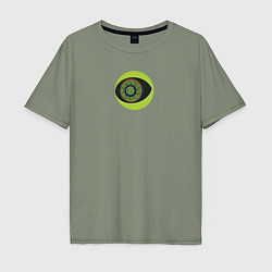 Мужская футболка оверсайз Футуристический зеленый глаз киборга
