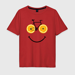 Мужская футболка оверсайз Апельсиновое лето с велосипедом