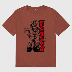Футболка оверсайз мужская Iron maiden fans, цвет: кирпичный