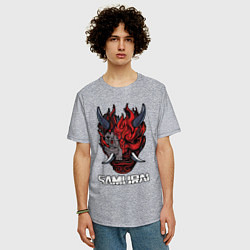 Футболка оверсайз мужская Samurai logo, цвет: меланж — фото 2
