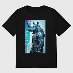 Мужская футболка оверсайз Rhino - cyberpunk - neural network