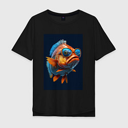 Мужская футболка оверсайз Рыба карп в солнечных очках
