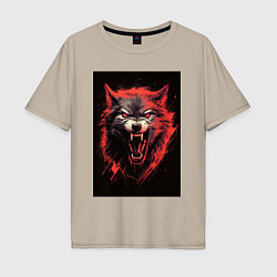 Мужская футболка оверсайз Red wolf