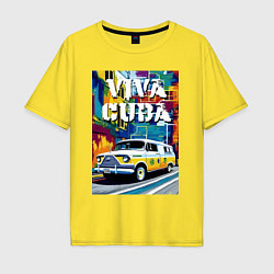 Мужская футболка оверсайз Viva Cuba - car - retro