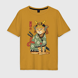 Мужская футболка оверсайз Samurai battle cat