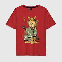 Мужская футболка оверсайз Samurai battle cat