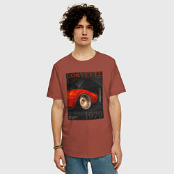 Футболка оверсайз мужская Обложка журнала Chevrolet Corvette C3, цвет: кирпичный — фото 2