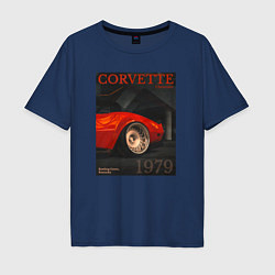 Мужская футболка оверсайз Обложка журнала Chevrolet Corvette C3