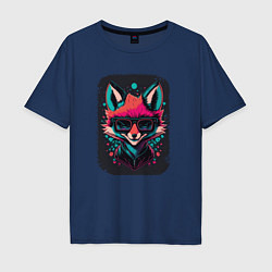 Футболка оверсайз мужская Playful fox, цвет: тёмно-синий