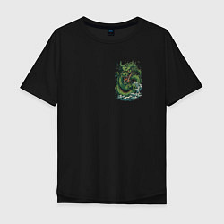 Мужская футболка оверсайз Зеленый китайский дракон: арт нейросети