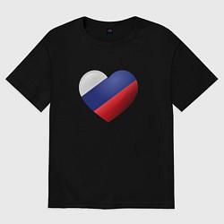 Мужская футболка оверсайз Флаг России в сердце