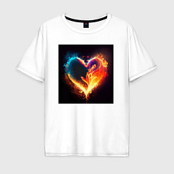 Мужская футболка оверсайз Пылающее сердце - нейросеть