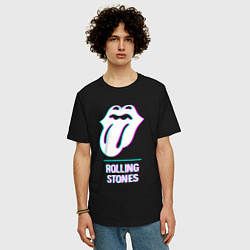 Футболка оверсайз мужская Rolling Stones glitch rock, цвет: черный — фото 2