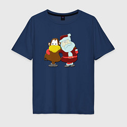 Мужская футболка оверсайз Monkey Chi and Santa Claus