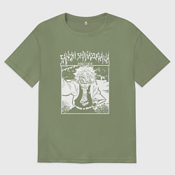 Футболка оверсайз мужская Санеми шинадзугава - столп ветра, цвет: авокадо