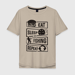 Мужская футболка оверсайз Eat sleep fishing repeat