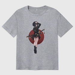 Футболка оверсайз мужская Аниме девочка онна-бугэйся, цвет: меланж