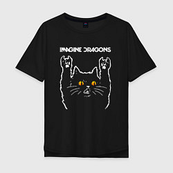 Футболка оверсайз мужская Imagine Dragons rock cat, цвет: черный