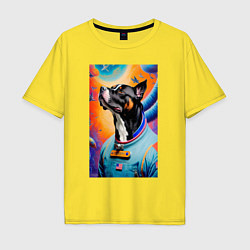 Мужская футболка оверсайз Пёс-космонавт - нейросеть