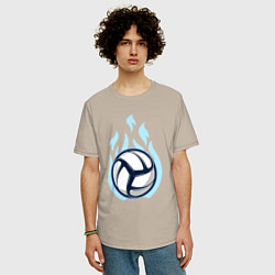 Футболка оверсайз мужская Blue fire ball, цвет: миндальный — фото 2