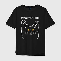 Футболка оверсайз мужская Foo Fighters rock cat, цвет: черный