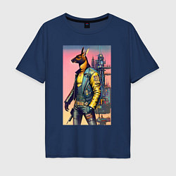 Мужская футболка оверсайз Kangaroo - cyberpunk - neural network - art