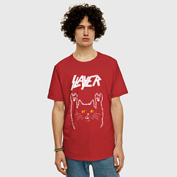 Футболка оверсайз мужская Slayer rock cat, цвет: красный — фото 2