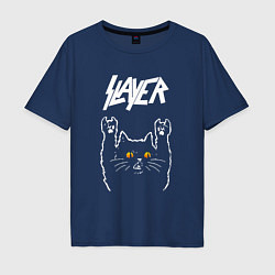 Мужская футболка оверсайз Slayer rock cat