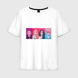 Футболка оверсайз мужская Портреты Black pink, цвет: белый