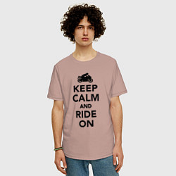 Футболка оверсайз мужская Keep calm and ride on, цвет: пыльно-розовый — фото 2