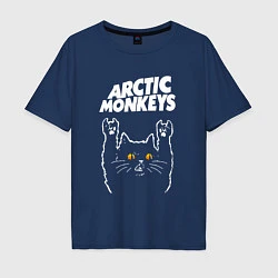 Футболка оверсайз мужская Arctic Monkeys rock cat, цвет: тёмно-синий