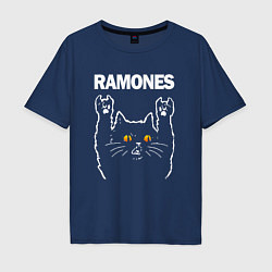 Мужская футболка оверсайз Ramones rock cat