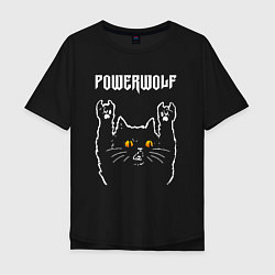 Футболка оверсайз мужская Powerwolf rock cat, цвет: черный