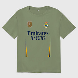 Футболка оверсайз мужская Реал Мадрид форма 2324 домашняя, цвет: авокадо