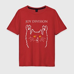 Футболка оверсайз мужская Joy Division rock cat, цвет: красный