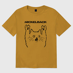 Футболка оверсайз мужская Nickelback - rock cat, цвет: горчичный