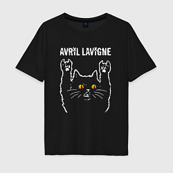 Футболка оверсайз мужская Avril Lavigne rock cat, цвет: черный