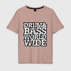 Мужская футболка оверсайз Drum and bass world wide