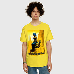 Футболка оверсайз мужская Бог Анубис в женском обличии - нейросеть, цвет: желтый — фото 2