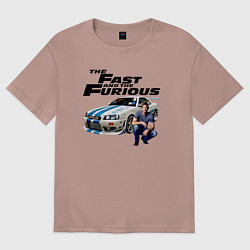 Футболка оверсайз мужская Брайан ОКоннер Nissan Skyline R34, цвет: пыльно-розовый