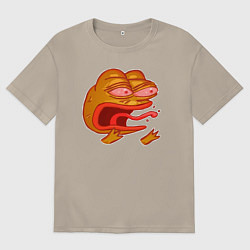 Футболка оверсайз мужская Лягушонок Пепе красный орёт, цвет: миндальный